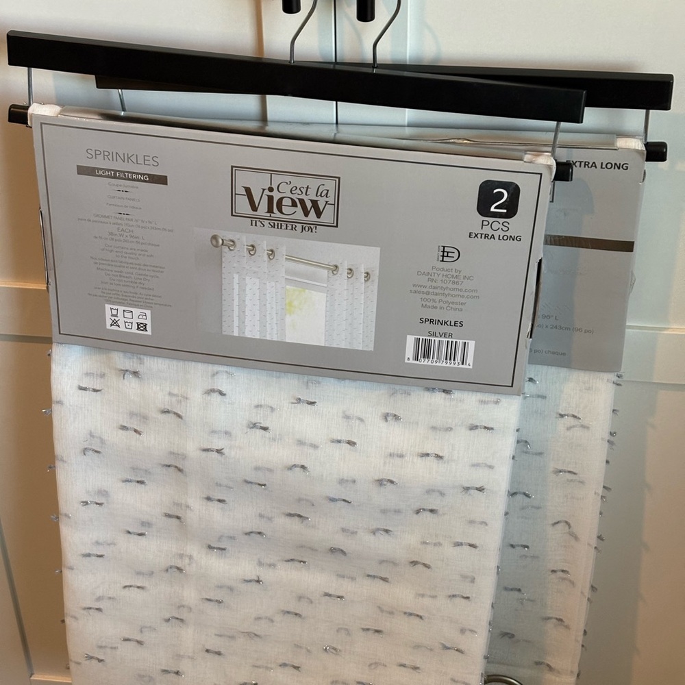 [SOLD] NEW 2 Sets Of 2 Extra Long Curtain Panels White Sheer Grommet 38W x 96L
